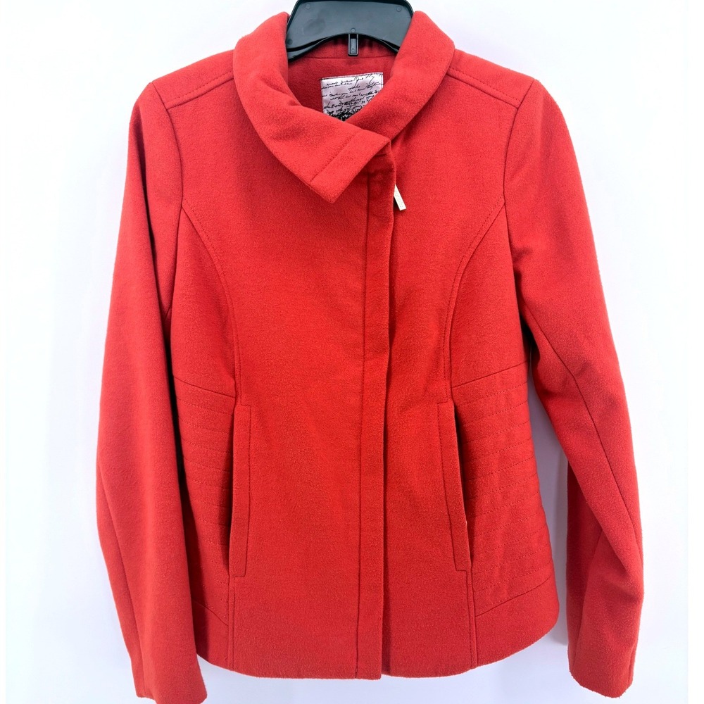 Kensie Womens Rust Orange Asymmetrical Zip Front Jacket Small FTY-224